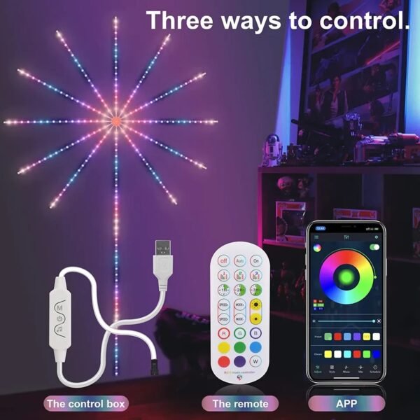 WEE MART Smart LED Light Strip DIY Firework Remote Bluetooth Festoon Lamp Home Indoor Bedroom Party Bar Decor - Image 3