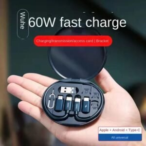 WEE MART USB Type C to C Charging and Data Transfer Cable with 3 USB Adapters Combination Set in Credit-Card Size Case