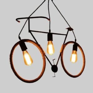 WEE MART Jute Cycle Style Hanging Light Pendants Ceiling Lamp