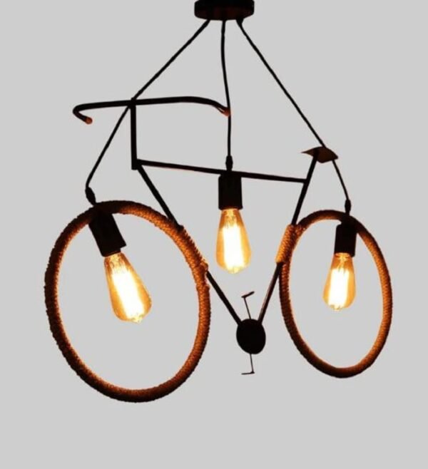 WEE MART Jute Cycle Style Hanging Light Pendants Ceiling Lamp
