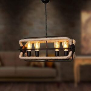 WEE MART Vintage Decorative cieling light, Beige color. 1.2 Meter Rustic Rope hanging- Lights Included