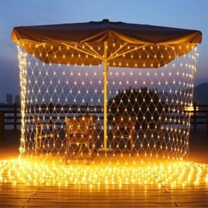 WEE MART 240 LED Net Mesh Fairy String Decorative Lights Low Voltage 6ft x 6ft 224 LEDs (Warm-White,Pack of 1,Plastic,Corded Electric,Corner)