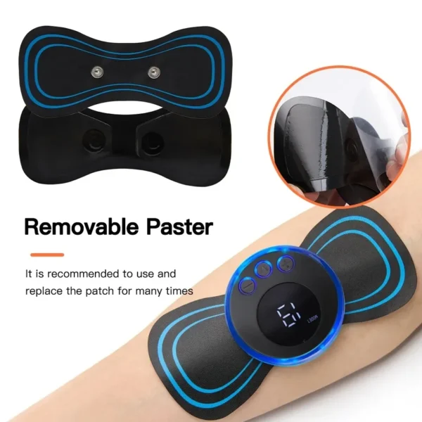 WEE MART Body Massager, Portable Electric Neck Massager with 8 Modes and 19 Strength Levels Rechargeable Pain Relief EMS Body Massage Patch For Shoulder,Arms,Pain for Men and Women - Image 3