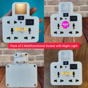 WEE MART Pack of 2 Electric Multifunctional Socket with LED Night Lamp