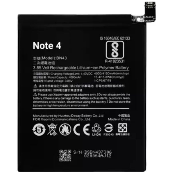Wee Mart Mobile Battery For Xiaomi Redmi Note 4
