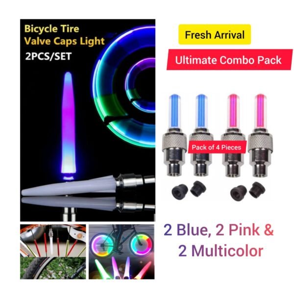 WEE MART Combo of 3 Cycle / Bike / Car valve Tyre Rim Light- 2 Multicolor, 2 Pink, 2 Blue - Image 4