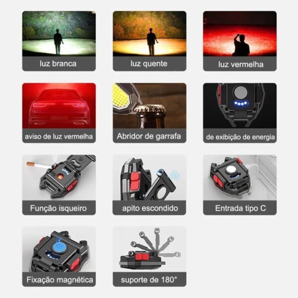 WEE MART LED Portable Flashlight Mini Keychain Flashlight COB Work Light USB Rechargeable For Outdoor Camping COB Light Cigarette Lighter - Image 2