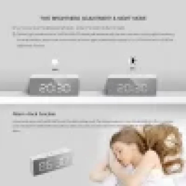 Wee Mart Digital White Clock Shining Screen with Temperature and Alarm - Image 3