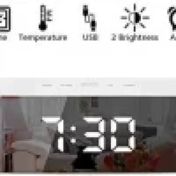 Wee Mart Digital White Clock Shining Screen with Temperature and Alarm - Image 2