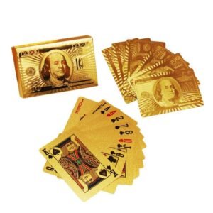 WEE MART 24 K Gold Plated Poker Playing Cards (Golden)